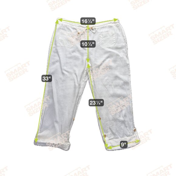 Style & Co Linen Pants Womens 8 Roll Up Embroidered Pocket Pull On Wide Leg Boho - Picture 2 of 6